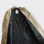 Beige weather-resistant quilted coat with insulated lining for men