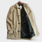 Beige weather-resistant quilted coat with insulated lining for men