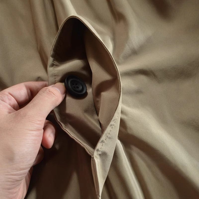 Beige weather-resistant quilted coat with insulated lining for men