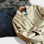 Beige weather-resistant quilted coat with insulated lining for men