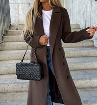 Heidi | Women's Double-Breasted Longline Trench Coat, Notched Lapel
