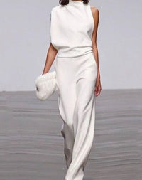 Nancy | Women's Asymmetric Shoulder Wide-Leg Evening Jumpsuit
