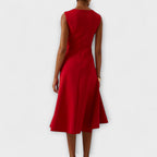 Red Pleated occasion midi dress for day or evening, product photo