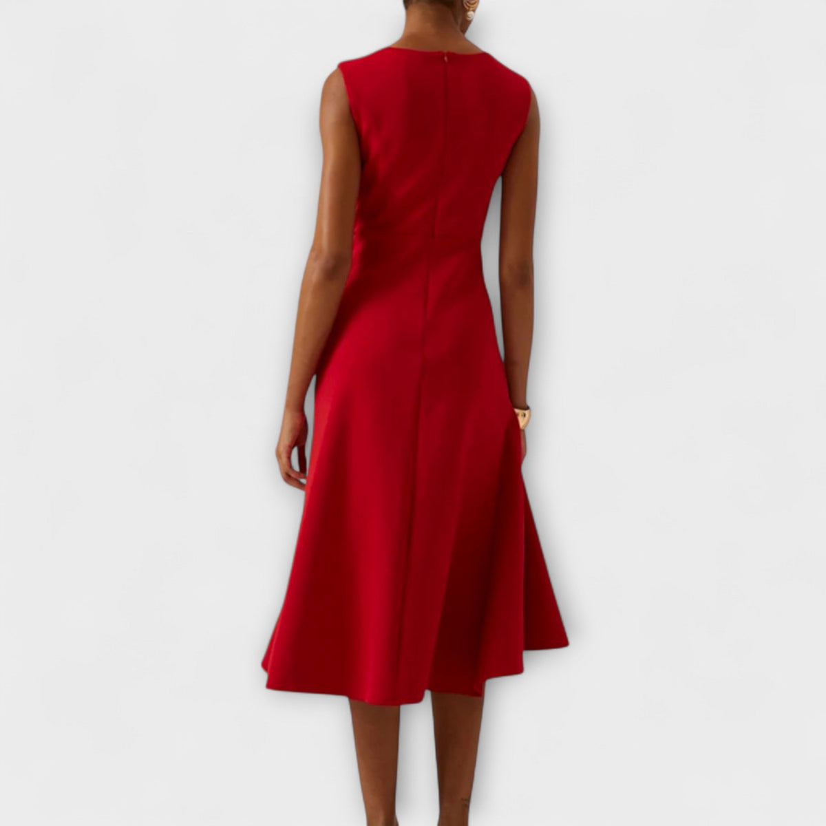 Red Pleated occasion midi dress for day or evening, product photo