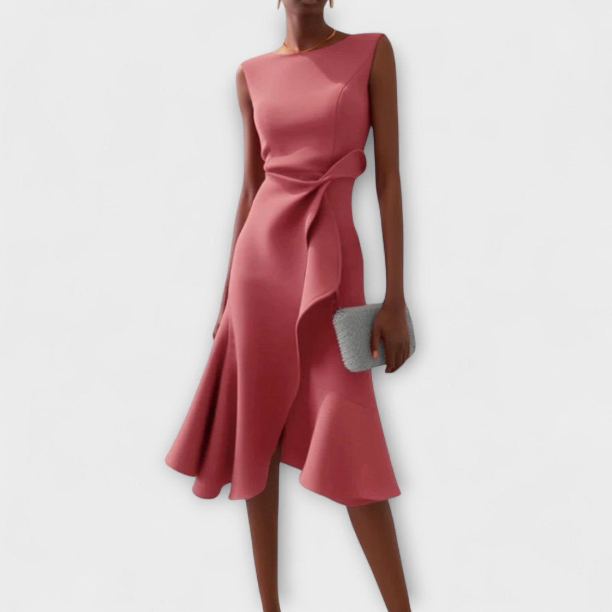 Pink Pleated occasion midi dress for day or evening
