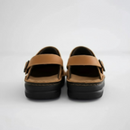 Product photo of the coffee leather slip-on clogs for easy everyday wear