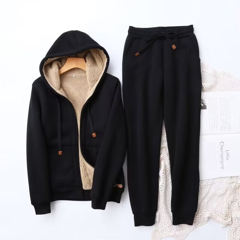 Black Winter hoodie and jogger co-ord set for home