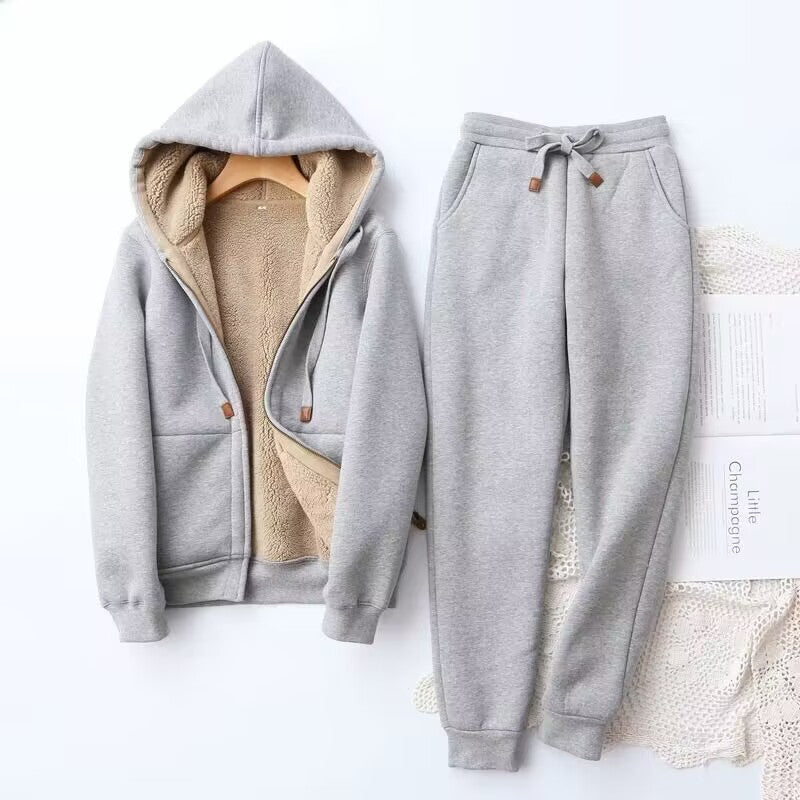 Grey Winter hoodie and jogger co-ord set for home