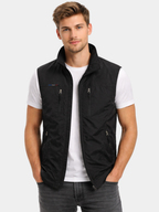 Men's black full-zip sleeveless bodywarmer gilet, lightweight layering piece for autumn.