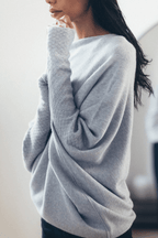 Light Grey Off-shoulder oversized jumper for cosy layering, styled product photo