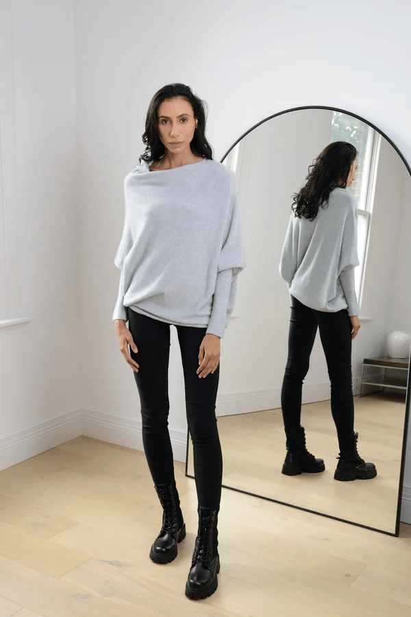 Light Grey Off-shoulder oversized jumper for cosy layering, additional product photo