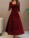 Dark Red Floral midi dress for everyday styling