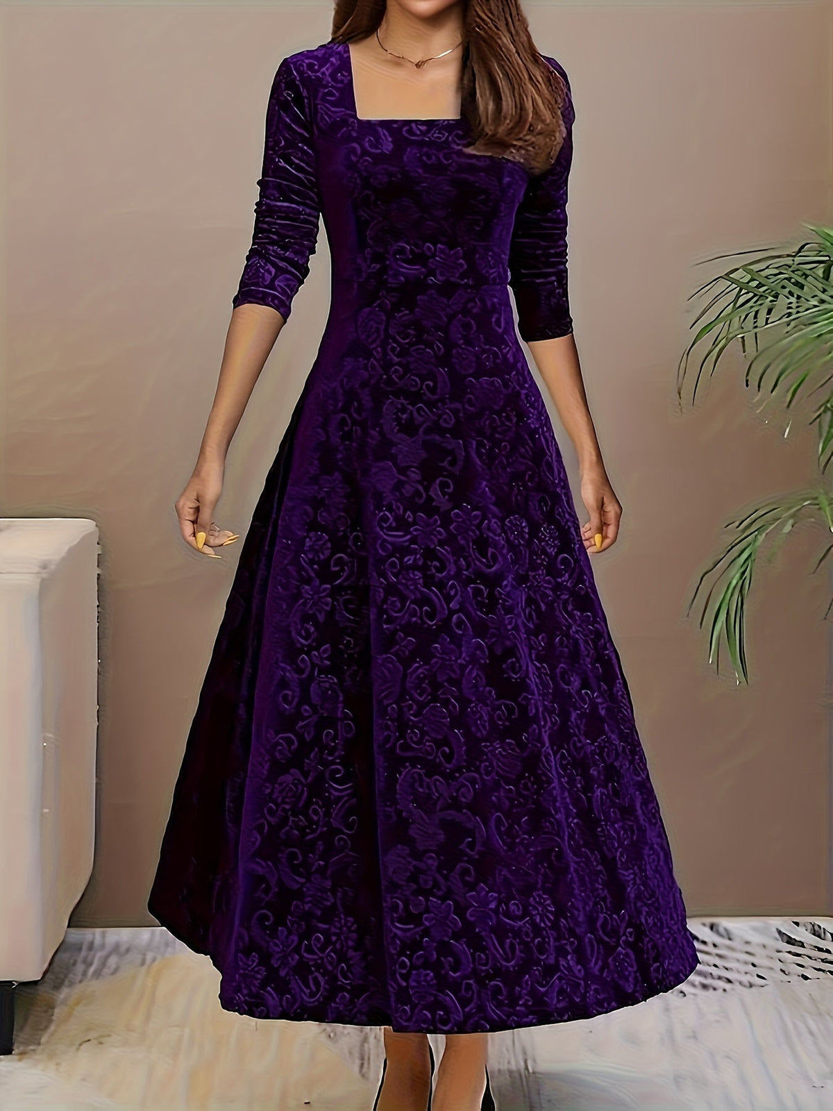 Purple Floral midi dress for everyday styling