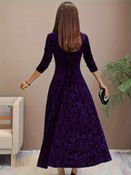 Product photo of the dark red floral midi dress for everyday styling