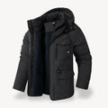 Black Heavy-duty outdoor winter parka jacket for work