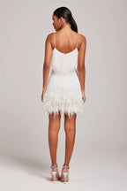 White Feather mini dress for evening occasions, styled product photo