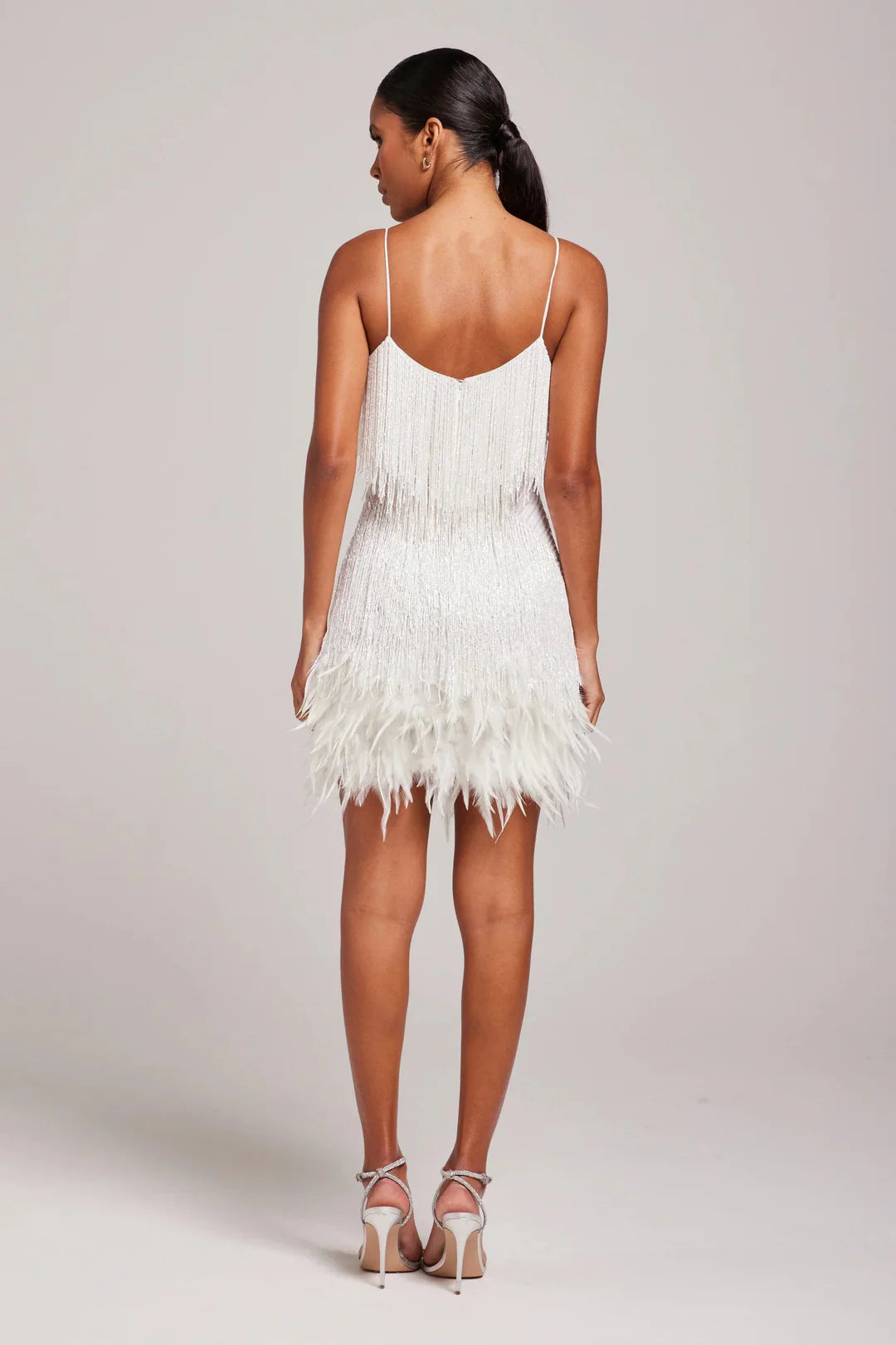 White Feather mini dress for evening occasions, styled product photo
