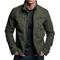Army green relaxed-fit cotton jacket for men, casual transitional style