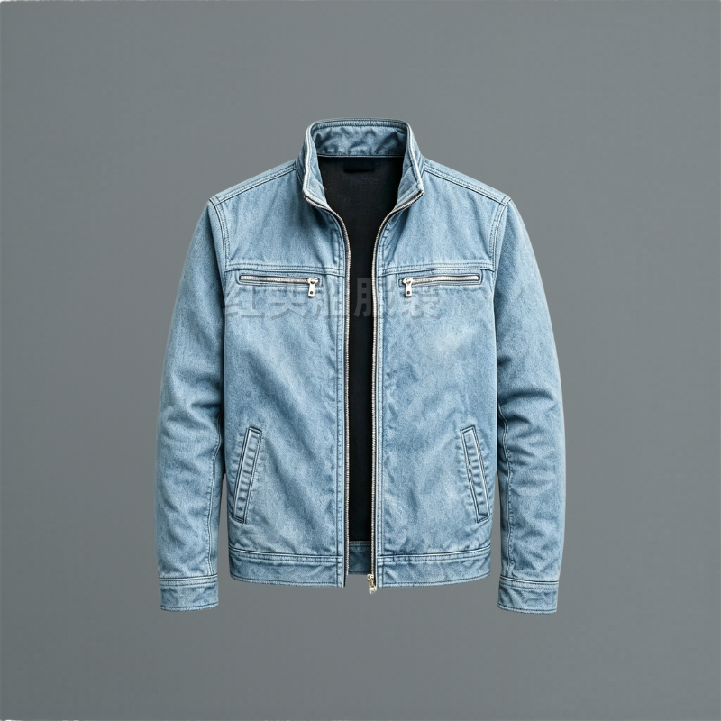 Blue relaxed-fit cotton jacket for men, casual transitional style