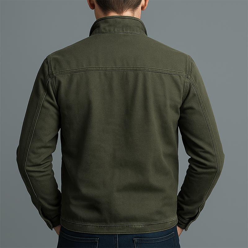 Brown relaxed-fit cotton jacket for men, casual transitional style