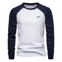 Samuel | Men's Raglan Long Sleeve Cotton T-Shirt with Contrast Sleeves