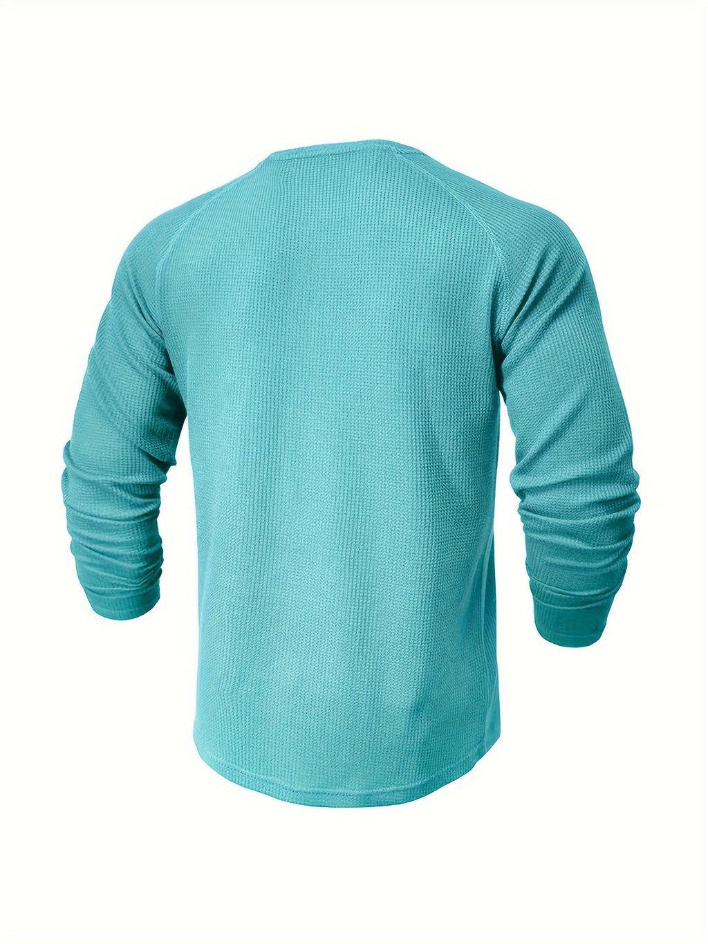 Black raglan sleeve knit shirt with a half-placket button for men