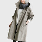 Grey Hooded water-repellent oversized long trench coat