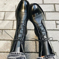 Ophelia | Women's Classic Round-Toe Leather Lace-Up Ankle Boots