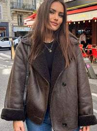 Millie | Women's Oversized Double-Breasted Teddy-Lined Autumn Jacket