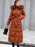 Caramel Warm long puffer coat for the coldest months