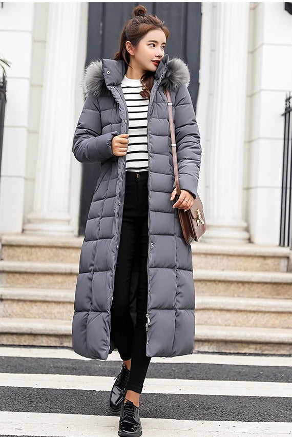 Dark Grey Warm long puffer coat for the coldest months