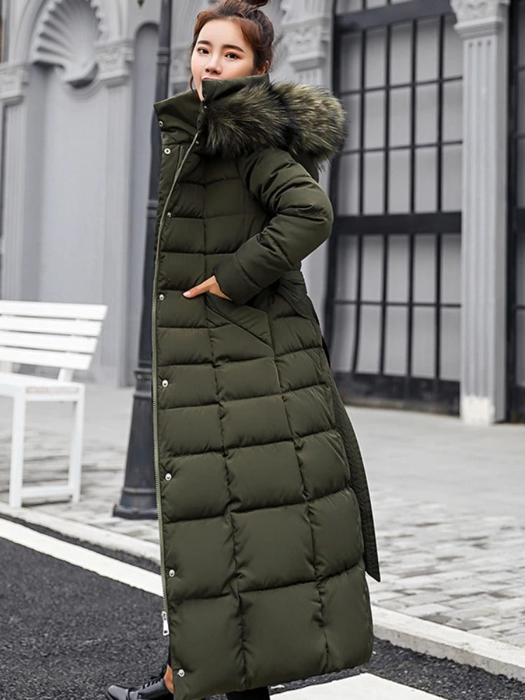 Army Green Warm long puffer coat for the coldest months
