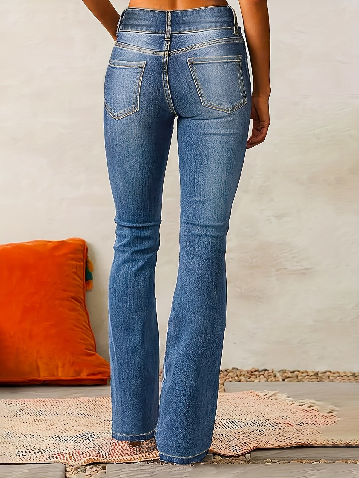 Sea Blue High-waisted flared jeans for everyday wear, product photo