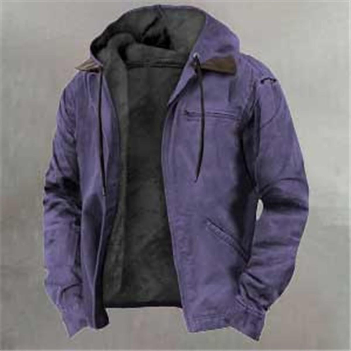 Purple high-loft quilted puffer jacket with zip closure for men