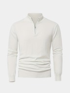 Beige knitted high-neck zip jumper for autumn layering