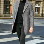 Men's wool-blend overcoat, tailored fit with flap-pocket detailing.