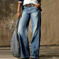 Light blue high-waist wide-leg jeans in a relaxed faded denim wash
