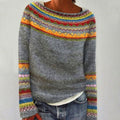 Grey merino wool fair isle knit jumper for cosy autumn style