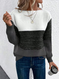 Black Colour-block cashmere jumper for winter layering