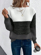Black Colour-block cashmere jumper for winter layering