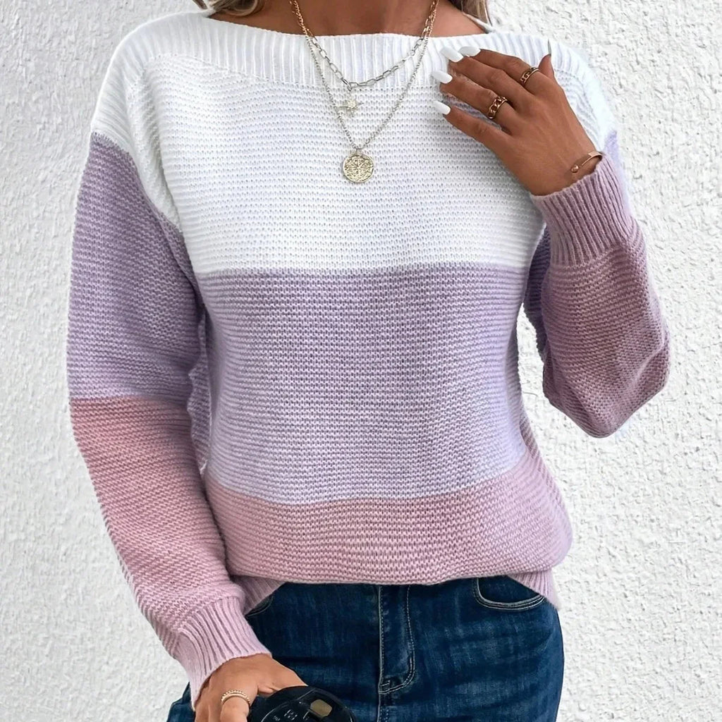 Black Colour-block cashmere jumper for winter layering shown in a product photo
