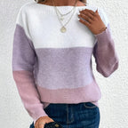 Black Colour-block cashmere jumper for winter layering shown in a product photo
