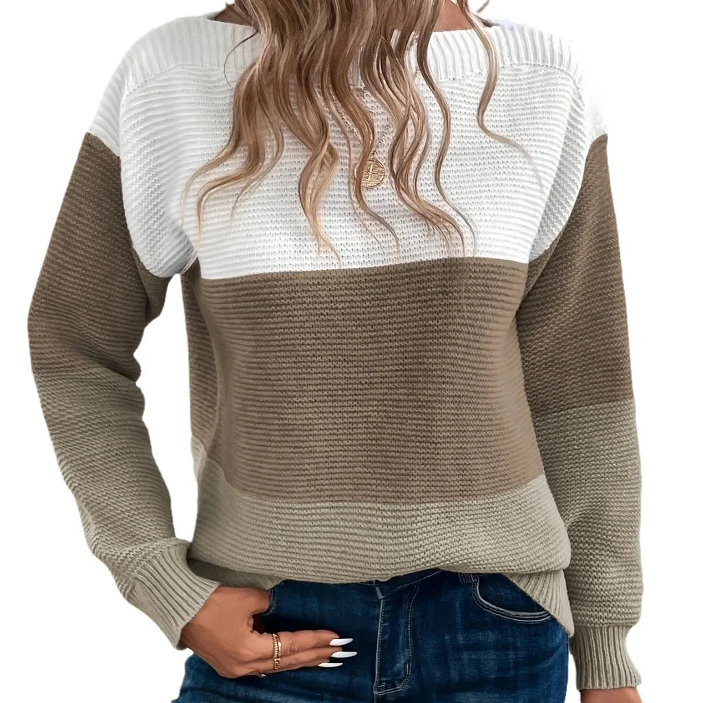 Product photo showing the black colour-block cashmere jumper for winter layering