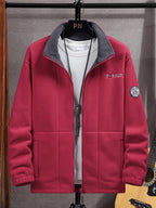 Product photo showing the navy zip closure fleece jacket for outdoor weekends