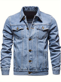 Logan | Men's Lapel-Collar Denim Trucker Jacket for Autumn Layering