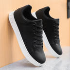 men's brown leather lace-up trainers with breathable lining