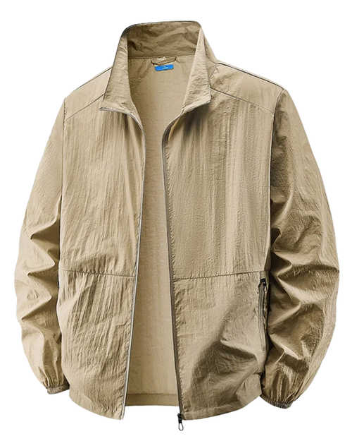 Men's casual lightweight zip jacket in khaki for everyday wear
