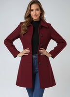 Black Single-breasted structured midi coat for winter shown in a product photo