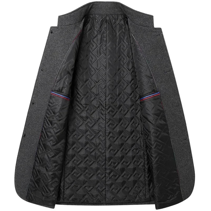 Mens overcoat styled with jeans for a smart-casual look