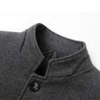 Tailored mens overcoat, back view of the longline silhouette